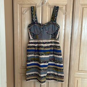 Free People floral fabric striped bustier dress